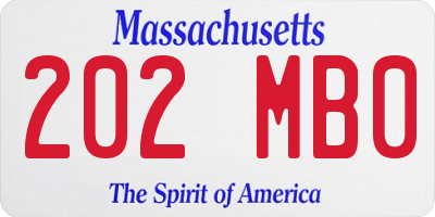 MA license plate 202MB0