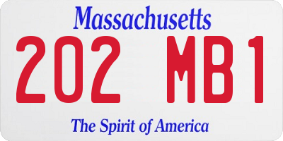 MA license plate 202MB1