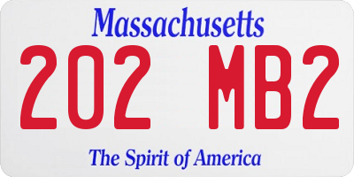 MA license plate 202MB2