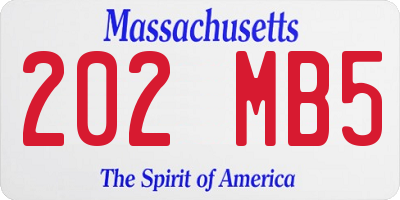 MA license plate 202MB5
