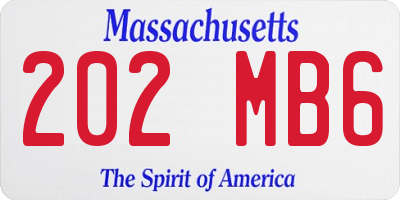 MA license plate 202MB6