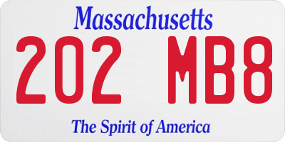 MA license plate 202MB8