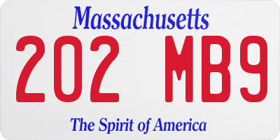MA license plate 202MB9