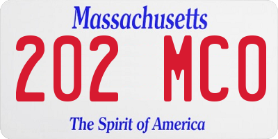 MA license plate 202MC0