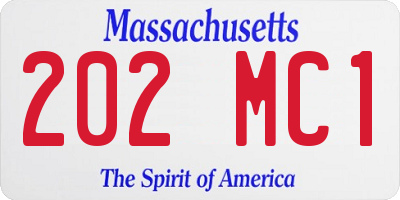 MA license plate 202MC1