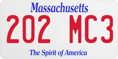 MA license plate 202MC3