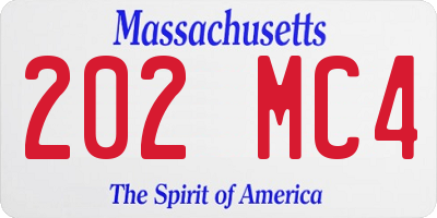 MA license plate 202MC4