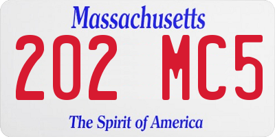 MA license plate 202MC5