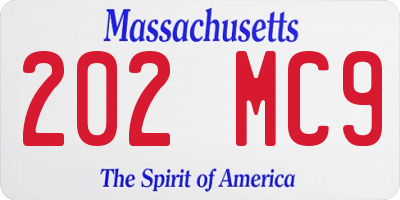 MA license plate 202MC9