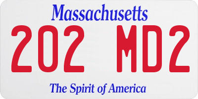 MA license plate 202MD2