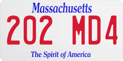 MA license plate 202MD4