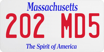 MA license plate 202MD5