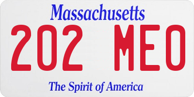 MA license plate 202ME0