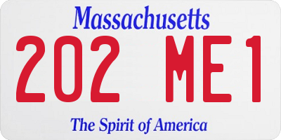 MA license plate 202ME1