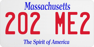 MA license plate 202ME2