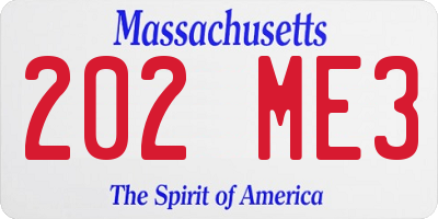 MA license plate 202ME3