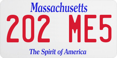 MA license plate 202ME5