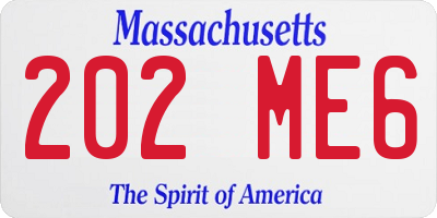 MA license plate 202ME6