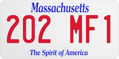 MA license plate 202MF1