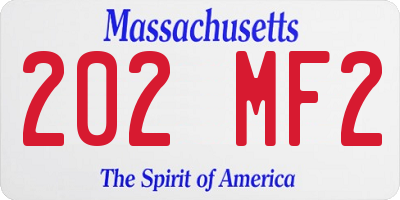 MA license plate 202MF2