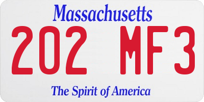 MA license plate 202MF3