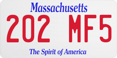 MA license plate 202MF5