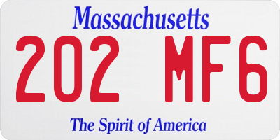 MA license plate 202MF6