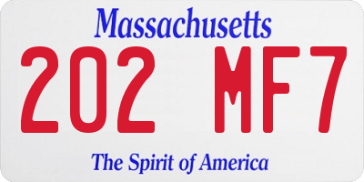 MA license plate 202MF7