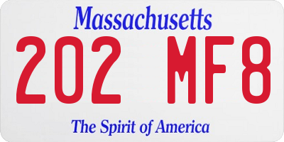 MA license plate 202MF8