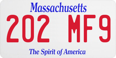 MA license plate 202MF9