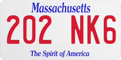 MA license plate 202NK6