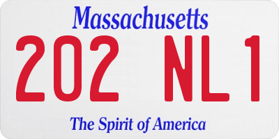 MA license plate 202NL1