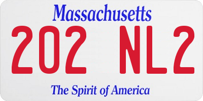 MA license plate 202NL2