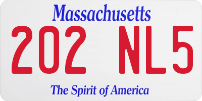 MA license plate 202NL5