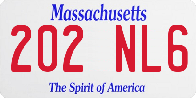 MA license plate 202NL6