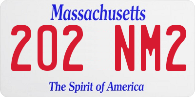MA license plate 202NM2