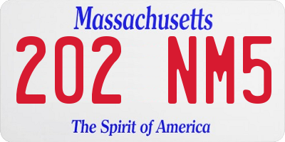 MA license plate 202NM5