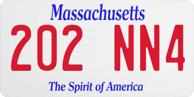 MA license plate 202NN4