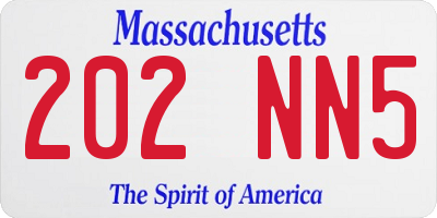 MA license plate 202NN5