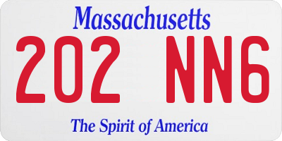 MA license plate 202NN6