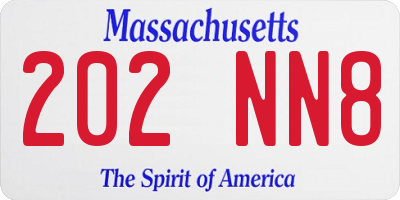 MA license plate 202NN8