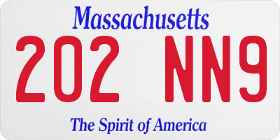 MA license plate 202NN9
