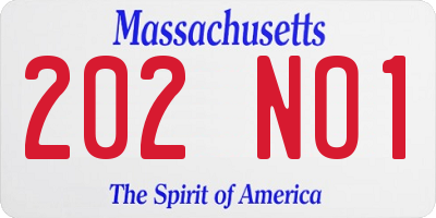 MA license plate 202NO1