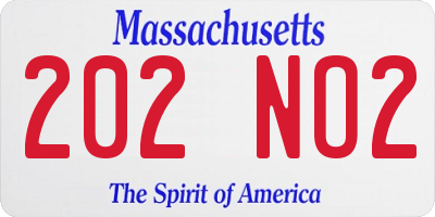 MA license plate 202NO2
