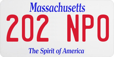 MA license plate 202NP0