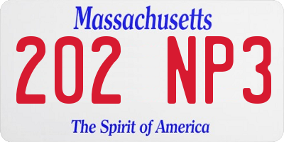 MA license plate 202NP3