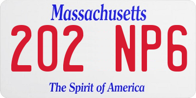 MA license plate 202NP6