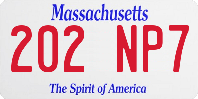 MA license plate 202NP7