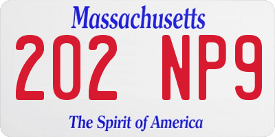 MA license plate 202NP9