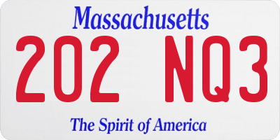 MA license plate 202NQ3
